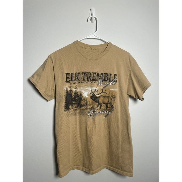 Large Wyoming Printed Tan T-shirt - Picture 1 of 4